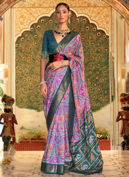 Light Purple Colour Maharani Rewaa New Latest Designer Printed Ethnic Wear Patola Silk Saree Collection 525 H